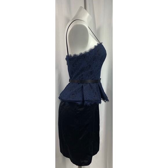 50% OFF Kate Young Peplum Dress Blue Lace Spaghetti Strap - Picture 4 of 7